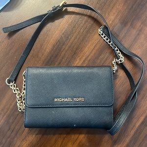 Black Michael Kors Clutch Crossbody Gold Hardware